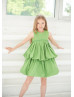 Lovely Green Taffeta Bubble Flower Girl Dress